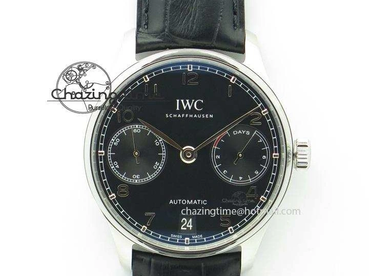 MIROTIME 0425 Practical Portuguese Real PR IW500109 ZF 1:1 Best Edition Black Dial On Black Leather Strap A52010 V 7308